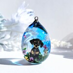 犬　わんちゃん　ネックレス　雲レジン　たまご型　チャーム　レジン　キーホルダー　ストラップ　