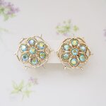 【SALE】20%OFF済：CJ7394E Sarah Coventry　Lime Light　サラ・コベントリー　オーロララインストーン　ラウンド　イヤリング