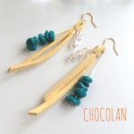 ターコイズ＆クリスタルボールピアス