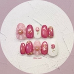 ネイルチップ チューリップ  ぷっくりフラワー pink 春ネイル オーダーサイズ