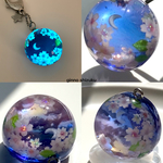 ２４㎜　桜舞う月夜　　316L 刻印入りカニカンチャーム　サージカルステンレス　アレルギー対応　雲レジン