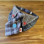 犬・猫の首輪　29～32　cocoちゃんバンダナチョーカー　デニム柄・ネイビー・グレータータン・スマイルモチーフ