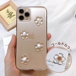 小粒クリアフラワーパール付　お花ケース　ドライフラワー　クリアケース　クリアフラワー　iPhoneケース　スマホケース　クリアケース　フラワーケース　iPhone全機種対応