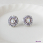 ビーズ刺繍　小粒ピアス　パステルパープル