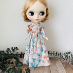 カシュクールシャツワンピースロング　花オレンジ