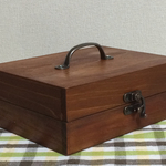 木製 小物入れ 平タイプ（赤チェック）