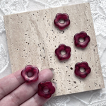 増量☆【6個】19mm　レッドラメ　フラワーアクリルビーズ