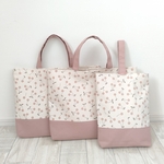 ruhyon様専用　くすみカラーがかわいいさくらんぼ柄(オフホワイト)　レッスンバッグ２点、上履き入れ　計３点セット