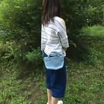 長財布が入る！ちょっとお出かけ用ポシェット（デニム柄ブルー）