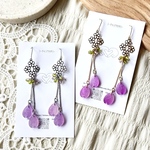  【右💜ゴールド×パープル】🌸ひらりと桜ピアス