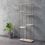 wood iron shelf 1300*450*210〈グレイッシュカラー〉（アイアン 棚 ラック シェルフ ウッド 鉄 木 収納棚 アンティーク オープンラック 両面棚 段違い棚 店舗什器）