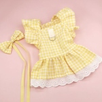 【受注販売】♛daiancrown♛💛ギンガムチェックワンピース イエロー💛フリル 犬服 S.M.L