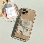 一輪のコスモス　お花ケース　ドライフラワー　クリアケース　クリアフラワー　iPhoneケース　スマホケース　クリアケース　フラワーケース　iPhone全機種対応　押し花　スマホリング　
