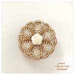 Beige Flower 〜Coup de Coeur〜ビーズ刺繍ブローチ