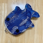 がま口ポーチ♪畳縁♪ジンベイザメ♪ハンドメイド♪青♪魚♪