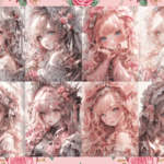 デザインペーパー　PINK DOLL GIRL　コラージュシート