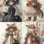 デザインペーパー ANTIQUE CAT 両面デザインペーパー