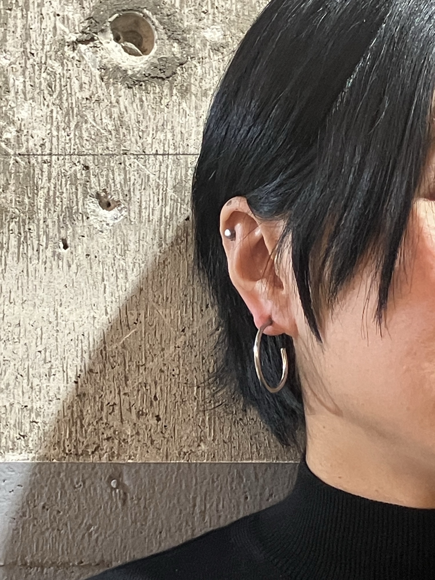 ステンレス鎚目ロングヘアーカフ ポニーフック ＊シルバー※即売