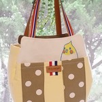 ♪再販♪　オカメインコのまんまるトートバッグ 〖フランス　ベージュドット〗