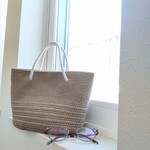 《sale》マクラメヤーン の トートバッグ / かごバッグ / 春バッグ / 夏バッグ / かぎ編み / ベージュ