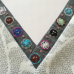 綿麻   花刺繍半襟☆帯留めセット