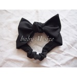  baby(Mサイズ) ワッフル素材 コットン black おとなリボンヘアバンド ママとペア