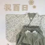 普段使いできる♡𝐌𝐘 𝐬𝐰𝐞𝐞𝐭 ベビー袴　【花柄ヴァイオレット】 グリーン