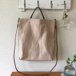 リネン帆布のシンプル2wayバッグ ベージュ