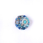 con Azul   Silver Beads Reunion  まるいビーズ刺繍ブローチ