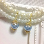 スワロフスキービーズ・ブルーピアス・イヤリング💎