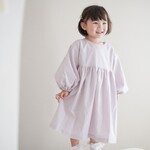 《80〜130cmオーダー可》 スモーキーラベンダーのぽわん袖ワンピース
