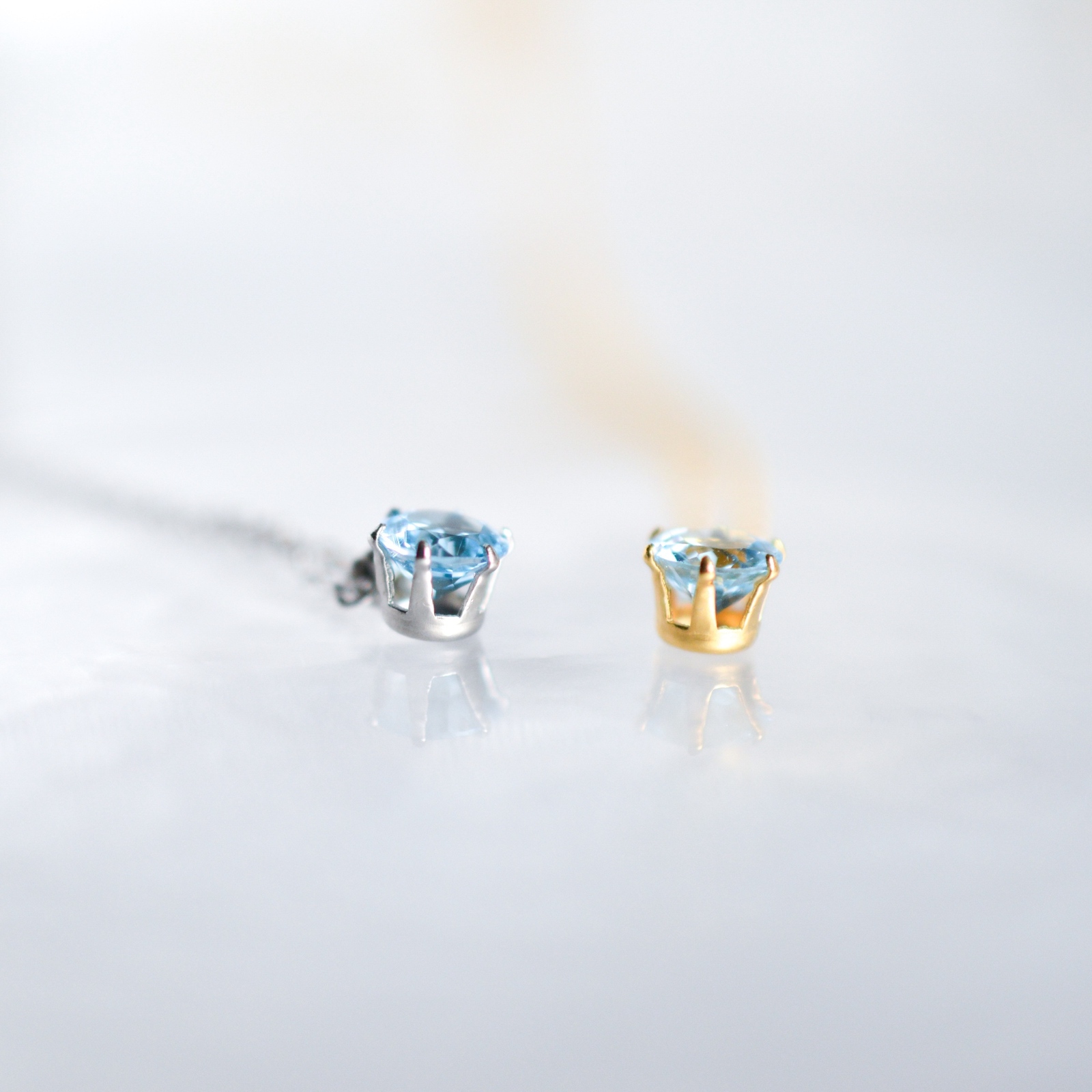 スイスブルートパーズの一粒ネックレス】水色 / 5mm / つけっぱなしOK 