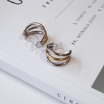w slur＊チタンポスト シルバーリボン シンプル ピアス/イヤリング