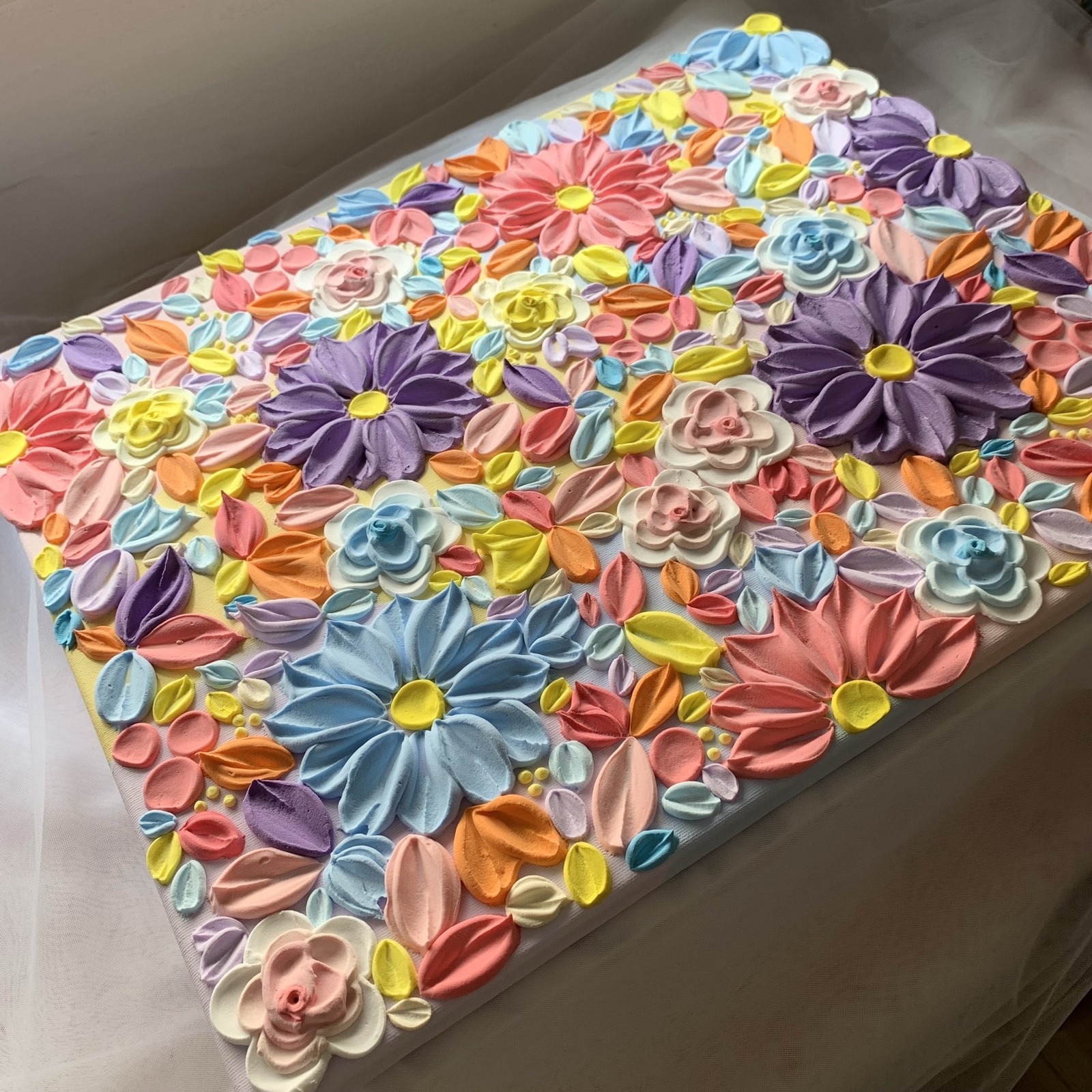 テクスチャーアート　現代アート　インテリア　アートパネル　花　韓国　絵画　抽象画 Flowerart モンブラン 絵画 アートパネル インテリア 現代アート