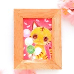 【原画】トラ猫と花見だんご(ミニ額付き)　　　　　　