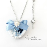 🩶 Silver color collection 〜for Alice. ✵ アリスのために。BIGなハートとリボンのシェイカーペンダント  ネックレス ギンガムチェック
