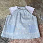 夏用スモック 【110～120サイズ】花柄＊入園グッズ＊ヘアアクセサリーつき＊水色