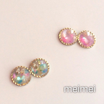クラッシュシェルプチビジューピアス*樹脂ノンホールピアス*