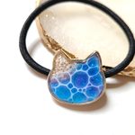  【3-4】ゆめいろ水面にゃんこヘアゴム　レジン　海　ねこ