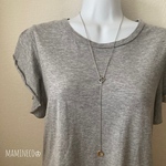 オールステンレス製 かぶるだけのロングネックレス ハートモチーフ付き Y字ネックレス