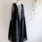 𝓃ℯ𝓌𓂃𓂃ヨーロッパリネンのカシュクールワンピース/black/ジレワンピース