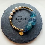 BL400-352大粒フローライトBLUE gradation ROUGH 17㎝*天然石ブレスレット [送料無料]　*象Antique+Pearl*