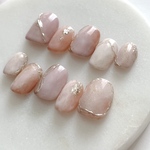 42 桜色 桃 じゅんわり ネイルチップ ショートオーバル ベリーショート ブライダル 結婚式 成人式 前撮り