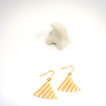 【再販】トライアングルストライプピアス gold×white 送料無料