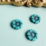 【1コずつ販売】JIRI＊IVANA#czech beads#チェコビーズ　flower22㍉ turquoise/black