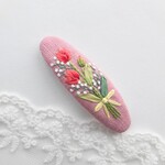 (7㎝)大人可愛い チューリップのブーケ刺繍パッチンピン