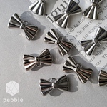 【8pcs】[CM-151] リボン シルバー アクリル チャーム CCBプラスチック 蝶々結び 