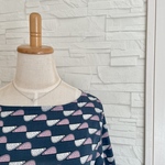 SALE シンプルボートネック　ワンピース　ハリネズミ　ネイビー