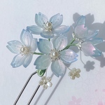 ガラス桜のかんざし　水色