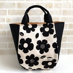 【送料無料】ころんとバルーンバッグ(花柄&ブラック帆布)